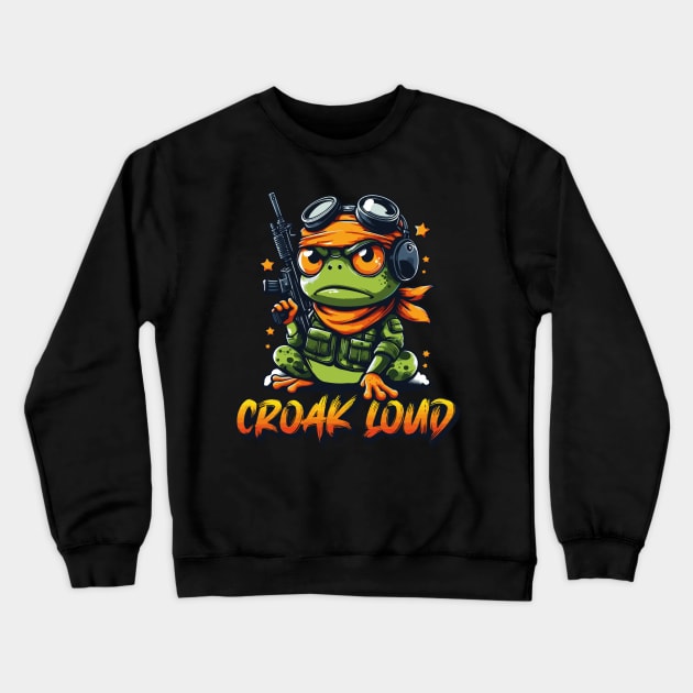 Croak Loud: Angry Frog T-Shirt for the Bold Crewneck Sweatshirt by chems eddine